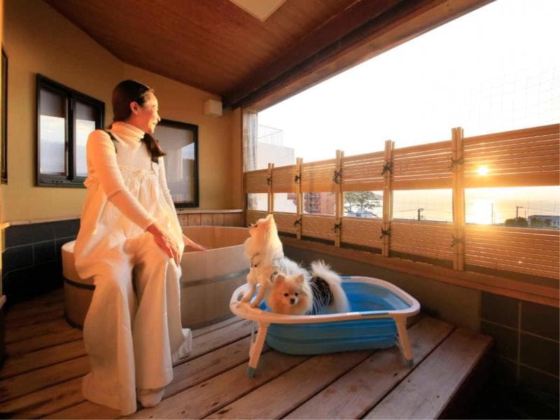 【露天風呂付和室】駿河湾と夕陽を見ながら、ほっとひと息　※イメージ