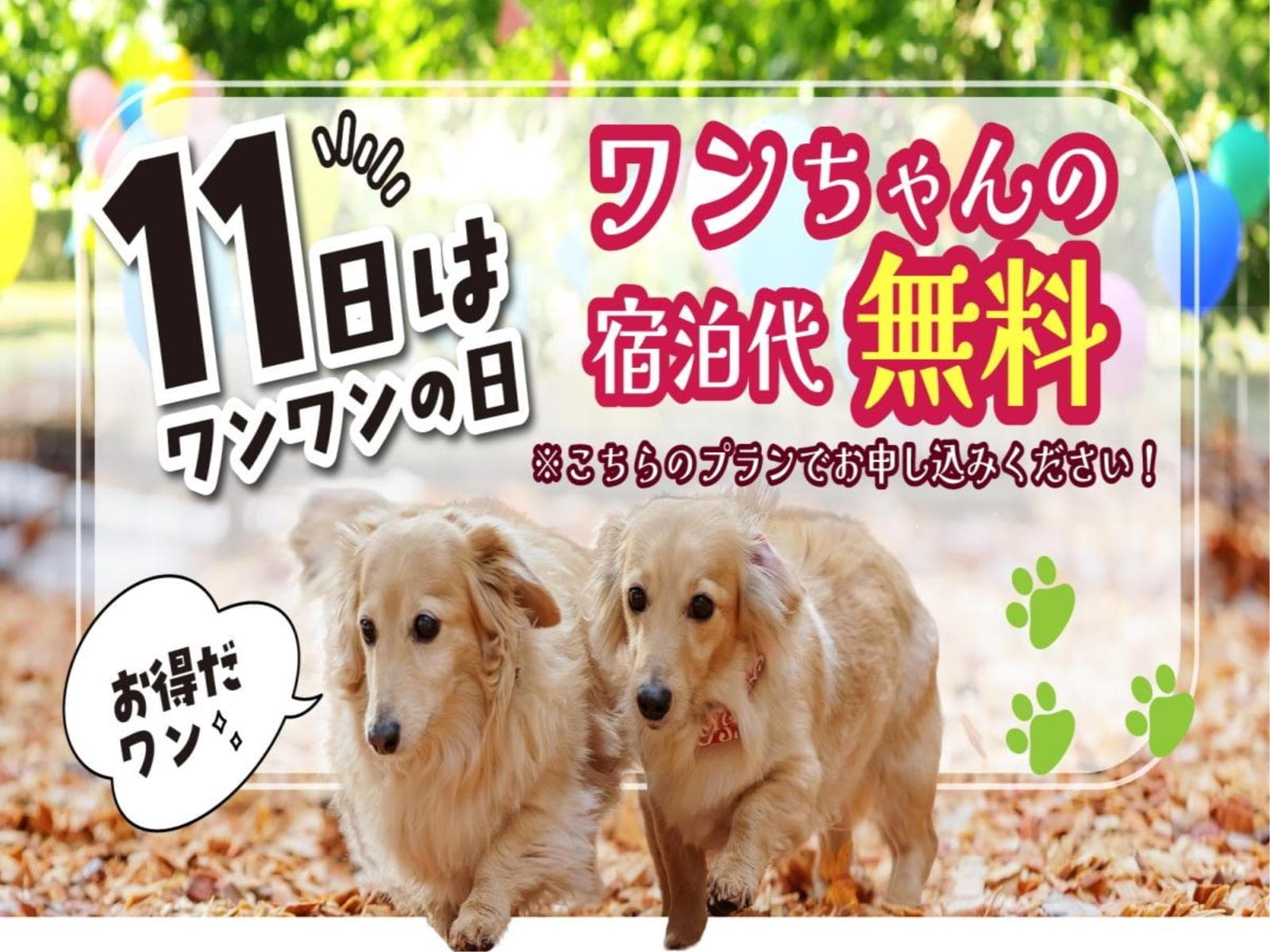 ワンワンの日♪ワンちゃんの宿泊代が無料♪【特別会席】 画像1